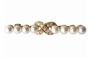 Tiffany & Co. 18 Karat Gold Diamond Bar Pin Brooch