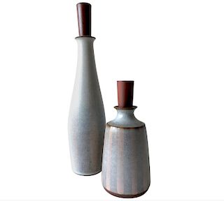 Rupert Deese Stoneware Pair of California Studio Bottle Decanters