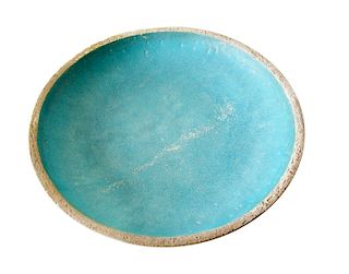 Barbara Willis Turquoise Blue Glazed Stoneware Open Bowl Charger