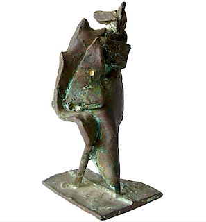 Robert A. Dhaemers Bronze San Franciso Modern Caped Figure Sculpture