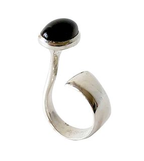 Gilles Jonemann Smokey Quartz Sterling Silver French Modernist Ring