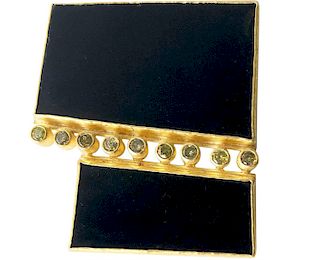 Petra Class 18 Karat Gold Onyx Contemporary Artisan Pendant Brooch