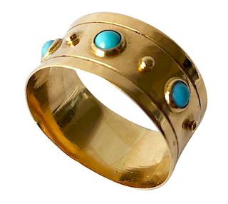 Stig Engelbert Stigbert 18 Karat Gold Turquoise Engagement or Wedding Band Ring