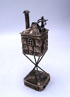 STERLING SILVER FIDDLER ON THE ROOF SPICE BOX 