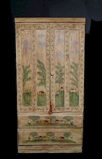 19TH C. AMERICAN PAINT DECORATED CUPBOARD
