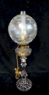 BACCARAT STYLE SWIRL GLASS LAMP WITH GLOBE 