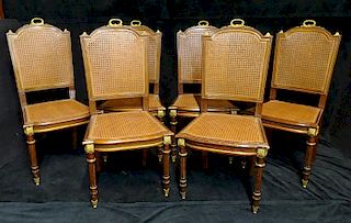 SET 6 LOUIS XV STYLECANED CHAIRS 
