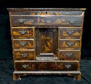 18/19TH C. CHINOISERIE  DECORATED LIFT TOP CHEST