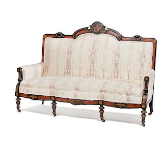 American Renaissance Ebonized Ormolu Mounted Sofa 