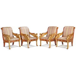 Four Regency Style Armchairs 