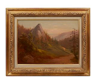 Thomas Hill (1829-1908) Painting, "Pulpit Rock, Road to Tahoe" 