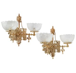 Mid 19th Century American Gothic Revival Gas Sconces 