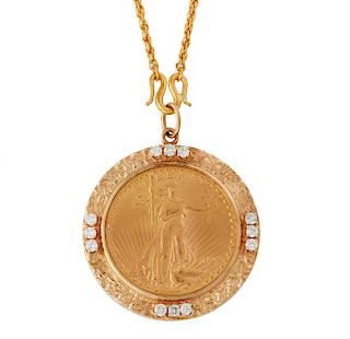 1927 St. Gaudens Gold Coin Pendant and Chain