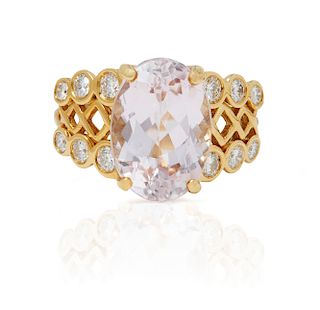 Kunzite Diamond Ring 