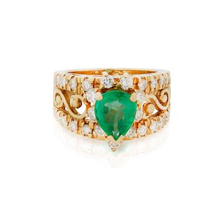 18k  Emerald and Diamond Ring