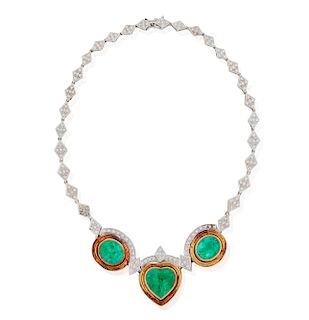 18k Emerald and Diamond Necklace