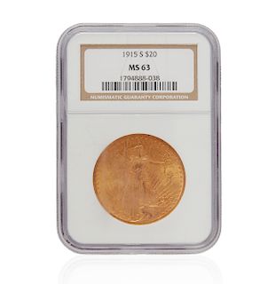 Certified MS 63 Saint-Gaudens 1915 1oz Gold Coin 