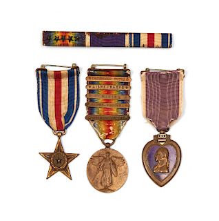 U.S. WW I Sliver Star, Purple Heart, Victory Group 