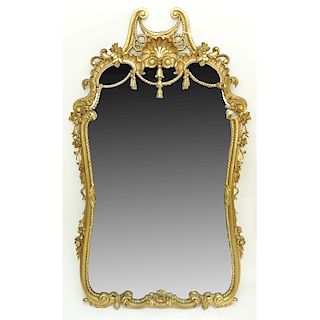 Antique Gilt Wood Carved Shell Mirror