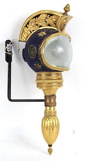 Neoclassical Gilt Metal and Cobalt Ceramic Wall Sconce
