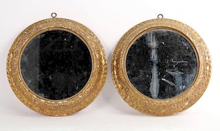 Pair of Neoclassical Circular Wall Mirrors, 19thC.