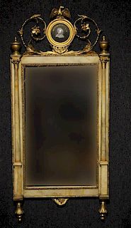 Neoclassical Giltwood and Stone Mirror