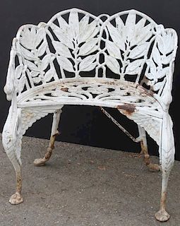 White-Painted Cast-Iron Garden Chair