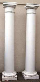 Pair of White-Painted Monumental Columns