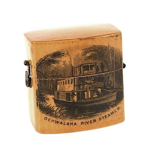 OCKWALAHA Steamboat Mauchline Ware Ring Box