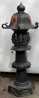 Black-Painted Cast-Iron Japanese Lantern