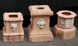 Three Terracotta Pedestals, 20th C.