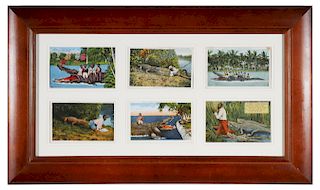 (6) Black Americana Postcards, Framed