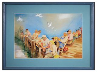 FLORENCE GIBSON MCCABE, Watercolor, Fishermen