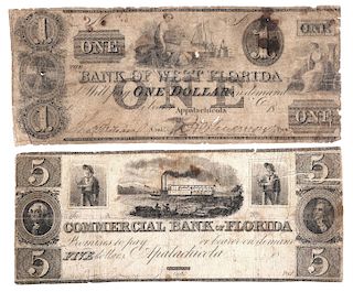 ANTEBELLUM CURRENCY $5 & $1 Bank Notes