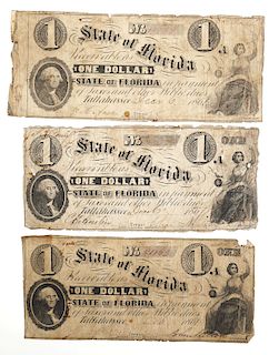 CONFEDERATE CURRENCY Florida, $1 note, (3)