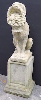 Cast-Stone Sculpture of Dog on Pedestal