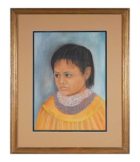 MIM GREEN, Seminole Indian Portrait, Pastel