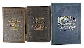 (3) Early Florida Maps, Bloomfield, Colton, 1880s