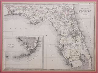 1894 MAP Florida Counties, Hand Colored