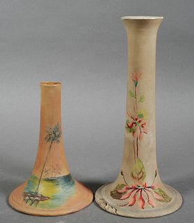 (2) GRAACK & SON Vases or Candlesticks, Palm Trees
