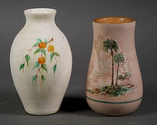 ORLANDO POTTERIES, Two Handpainted Vases