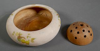 MANATEE RIVER POTTERY, Flower Bowl w/ Frog, 1910s