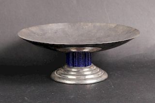 Puiforcat Silver Plated Footed Bowl with Blue Band