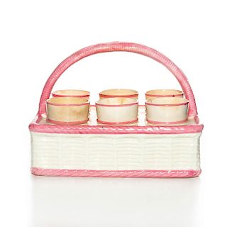 6 SOFT BOILED EGG CUPS IN CADDY WITH HANDLE