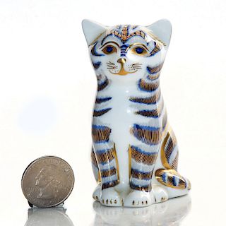 ROYAL CROWN DERBY 22K GOLD ACCENT FIGURE, SMALL CAT