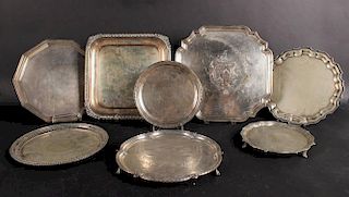 Eight Silver Plated Trays and Salvers