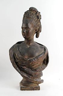 Glazed Terracotta Bust of a Woman, 20thC.