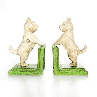 PAIR OF CAST IRON BOOKENDS, SCOTTISH TERRIERS