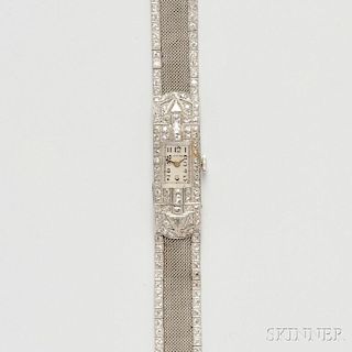 Art Deco Platinum and Diamond Wristwatch