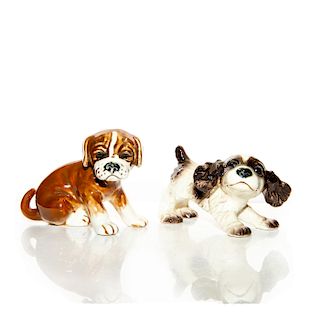 PAIR OF GOEBEL PUPPY FIGURINES, BOXER AND SPANIEL